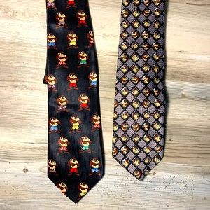Lot of 2 Vintage Looney Tunes Mania Taz Necktie Tie Tasmanian Devil Warner Bros!